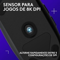 Mouse Gamer Logitech G203 LIGHTSYNC RGB, Efeito de Ondas de Cores, 6 Botões Programáveis e Até 8.000 DPI - Preto - imagem 5