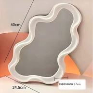 Espelho Decorativo Ondulado 23x40cm Branco | Design Orgânico Moderno com Moldura Premium - imagem 3