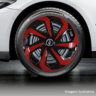 Jogo 4 Calotas Esportivas Spider Preto/Vermelho aro 14 CHEVR Onix Prisma Spin Agile Cobalt Sonic Montana Meriva Zafira Corsa Hatch Maxx Sedan Classic Joy Premium - imagem 3