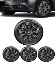 Jogo 4 Calotas Esportivas Velox Aro 15 Preto Brilhante - Onix, Prisma, Spin e Mais - imagem 1