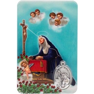 Oração de Santa Rita com Medalha Prateada Embutida - Padroeira das Causas Impossíveis - Presente Religioso para Comunhão e Confirmação - imagem 1