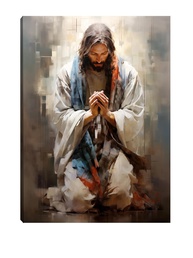 Quadro Religioso Jesus Orando 70x100 - Decoração Espiritual para Sala e Quarto - imagem 1