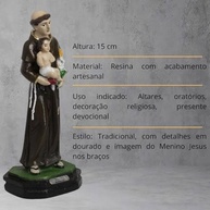 Imagem de Santo Antônio em Resina 15 cm - Acabamento Detalhado para Oratórios e Altares - imagem 4