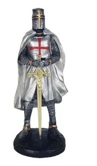 Cavaleiro Medieval Ordem dos Templários em Resina - Estátua Colecionável 23cm - imagem 2