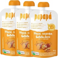 Kit com 3 Pouchs de Papinha Orgânica de Maçã, Cenoura e Batata Doce de 100g cada - Papapá - imagem 1