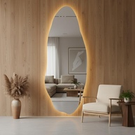Espelho com LED Touch Três Cores Orgânico 90x40cm – Iluminação Inteligente para Banheiro, Quarto e Closet - imagem 1