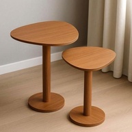 Kit com 2 Mesas Laterais de Canto Monopé com Tampo Orgânico em Mel - Design Moderno e Prático - imagem 2