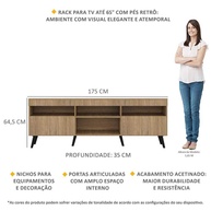 Rack Retrô para TV até 65" Paris FG3327: Estilo Vintage com Organização - imagem 2