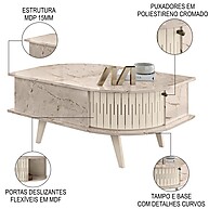 Mesa de Centro Indy 90cm: Elegância e Organização - imagem 2