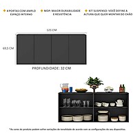 Aparador Buffet 4 Portas Suspenso Alemanha Preto: Modernidade e Organização - imagem 2