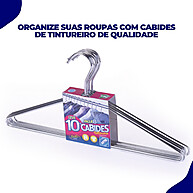 Kit 10 Cabides de Aço Cromado Arthi – Mais Resistência e Organização - imagem 2