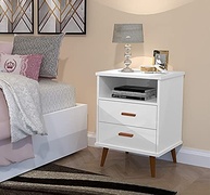 Mesa de Cabeceira com 2 Gavetas Italia Branco – Estilo e Organização para seu Quarto - imagem 2