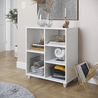 Estante Livreiro Luxo com Nichos Branco – Organização Moderna e Elegante - imagem 1