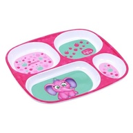 Pratinho Rosa com 4 Divisórias Elefante Menina - Refeição Infantil Divertida e Organizada - imagem 4