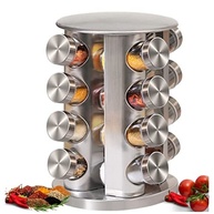 Porta Temperos Giratório em Aço Inox e Vidro - 16 Compartimentos para Cozinha Organizada - imagem 2