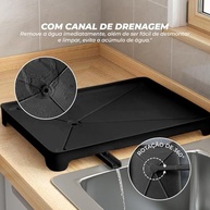 Decolab Escorredor de Louça com Drenagem Automática - Organizador de Pratos e Talheres (Preto, 1 Andar) - imagem 5