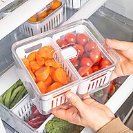 Organizador com Cesto Duplo Clear Fresh 2,2L – Frescor e Organização na Sua Geladeira - imagem 1