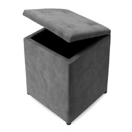 Puff Baú Cinza Suede - Organizador e Assento Confortável para Quarto e Sala - imagem 2