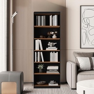 Organizador Livreiro Moderno com Prateleira - Design Elegante em Madeira Preta para Sala, Escritório e Quarto - imagem 1