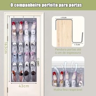 Sapateira de Porta Organizadora Vertical Transparente - 24 Bolsos para Armazenamento de Sapatos e Acessórios - imagem 3