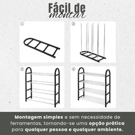 Sapateira Prateleira Organizadora de Sapatos – Estante Compacta e Resistente com Fácil Montagem para Quarto, Closet e Corredor - imagem 5
