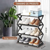 Sapateira Organizadora Vertical 4 Andares - Design Moderno e Compacto para Tênis, Sapatos e Chinelos - imagem 3