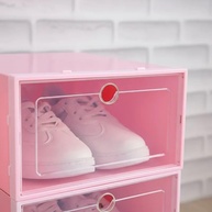 Kit 10 Caixas Organizadoras para Sapatos Empilháveis - Transparentes e Compactas (Rosa) - imagem 3