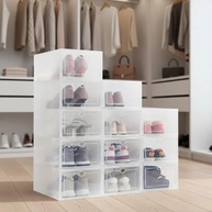 Kit 6 Caixas Organizadoras Transparentes Empilháveis para Sapatos - Ideal para Closet e Armário - imagem 1