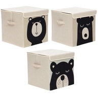 Momis Petit - Kit 3 Caixas Organizadoras Infantil com Estampas de Ursos Teddy, Abu e Bubi - imagem 1