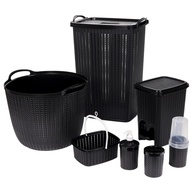 Organize com Estilo: Conjunto Banheiro & Lavanderia Trama Preto - imagem 1