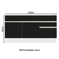 Balcão de Cozinha 150cm Glamy Madesa: Organize! - imagem 2