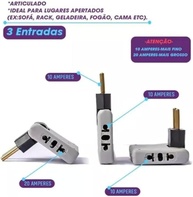 Adaptador Tomada Beijamim Articulado Flexível 3 Saídas 10A Bivolt - Organize seus Cabos! - imagem 3