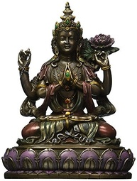 Estátua Budista Avalokiteshvara Kuan Yin em Resina - Decoração Espiritual Oriental - imagem 2