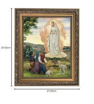 Quadro Nossa Senhora de Fátima Dourado 28x33cm - Decoração Cristã Elegante com Moldura Ornamentada - imagem 3
