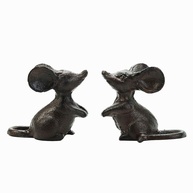 Sungmor Ornamento de Rato Fofo em Ferro Fundido - Estatueta Decorativa para Casa e Jardim | 2 Peças Marrom - imagem 1