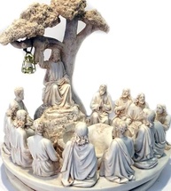 Escultura Devocional do Sermão da Montanha com Jesus e os Doze Apóstolos - Resina 29cm - imagem 3