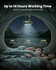 Gaiatop Ventilador Portátil Recarregável com Luz LED | 4000mAh, 3 Velocidades, Oscilação 360° - imagem 3