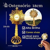 Ostensorio Santíssimo Sacramento 18cm Dourado - Miniatura de Mesa para Adoração e Decoração Religiosa - imagem 4