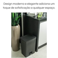 Lixeira com Pedal 30L para Cozinha e Banheiro - Design Moderno e Prático | OU Trium Preta - imagem 3