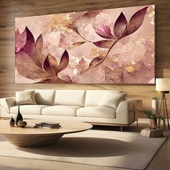 Quadro Decorativo Floral Rosê Dourado Luxo 100x50cm - Tela em Alta Definição para Sala, Quarto ou Hall - imagem 3