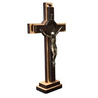 Crucifixo São Bento em Madeira e Metal - Mesa ou Parede - Tamanho P - imagem 4