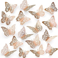 Decoração de Parede Borboleta 3D Rosa Ouro - 36 Peças Removíveis para Festas e Ambientes - imagem 2