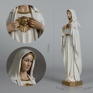Estátua do Imaculado Coração de Maria Católica 25,4 cm - Ouro e Branco, Pintada à Mão, Presente Religioso Elegante - imagem 4