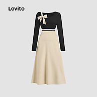 Vestido Preto e Branco Lovito com Arco – Elegante para Outono/Inverno - imagem 2