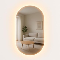 Espelho Oval Led Grande de Parede Sem Fio 80cm | Luz Quente 80x50cm com Suporte - imagem 4