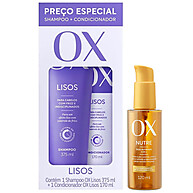 OX Liso Duradouro: Kit Shampoo, Condicionador e Óleo - imagem 1