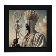 Quadro Orixá Oxalá com Moldura Preta 18x18 cm - Decoração Sagrada e Espiritual - imagem 2