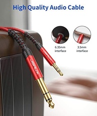 Cabo de Áudio Estéreo JSAUX 3.5mm para 6.35mm (P2 para P10) - Som Hi-Fi e Durabilidade Superior - imagem 3