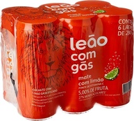 Pack de Matte Leão Limão com Gás Lata 290ml, 6 unidades - imagem 1
