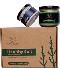 SaltWise Salicornia Green and White Salt Combo Pack, Low Sodium Healthy Salts, Seasoning Gift Set with Tote Bag and Salt Shaker (14.10 Oz/400g) - imagem 1